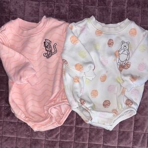 Old Navy Pink and Cream Winnie the Pooh One-Piece Bodysuits
